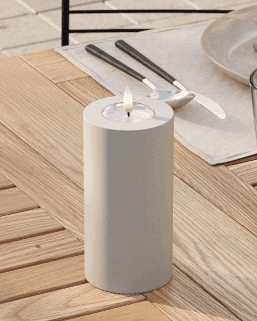 Deluxe Homeart Utomhus LED Blockljus Ø 7,5 x 15 cm Sand