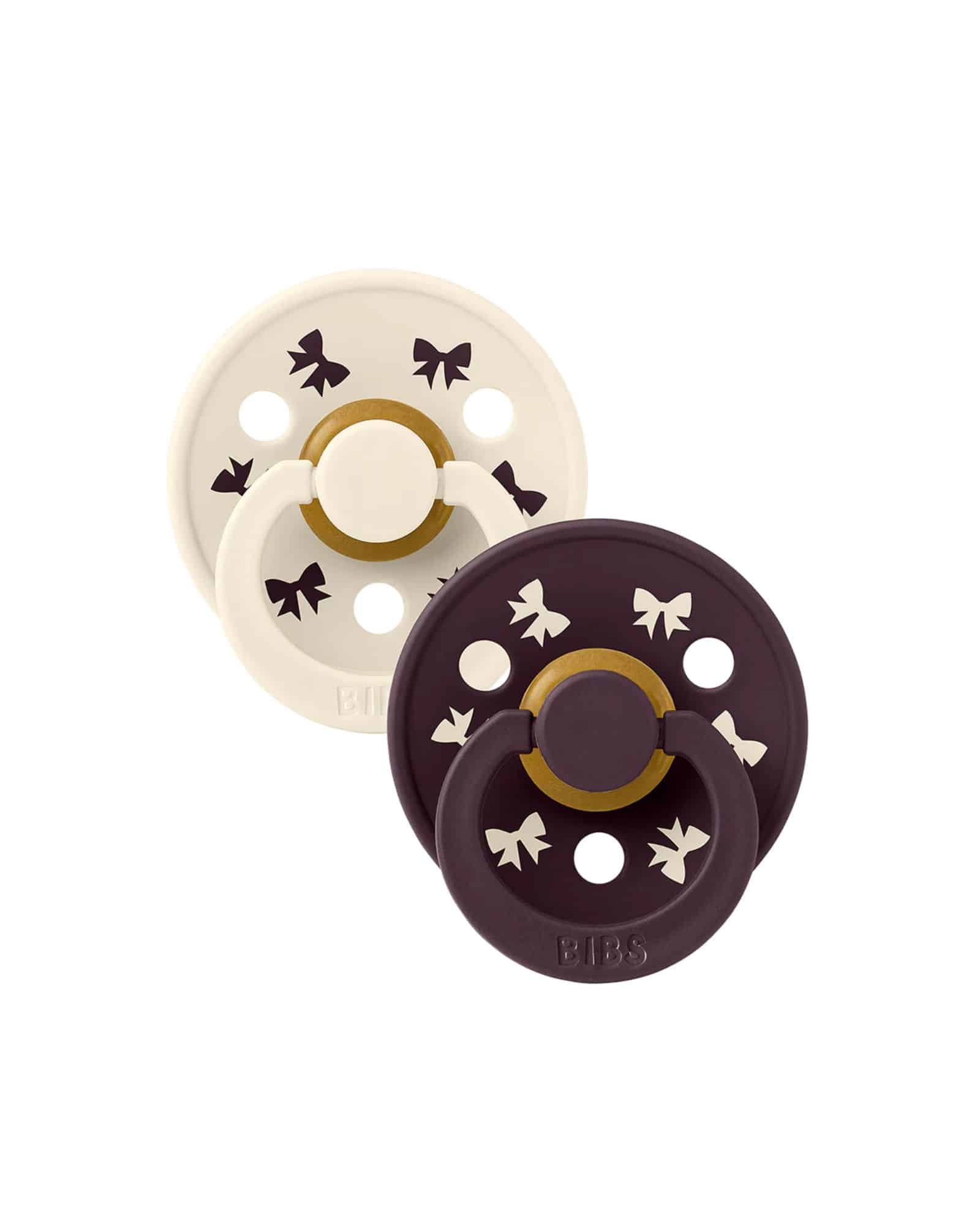BIBS Holiday Bow Nappar 2-pack Ivory/Plum storlek 1