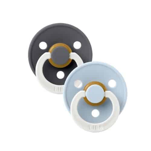 BIBS Colour GLOW Nappar 2-pack Iron/Baby Blue