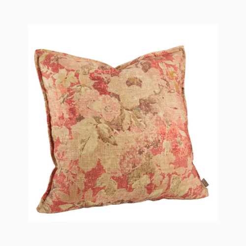 ROSEWOOD FLOWER kuddfodral i rouge med vävt klassiskt rosmönster i bomull och linne, storlek 60x40 cm