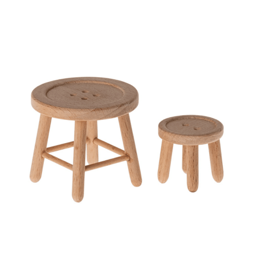 Maileg Bord och Pall Set – Mouse Furniture Trämöbler för Musfamiljen