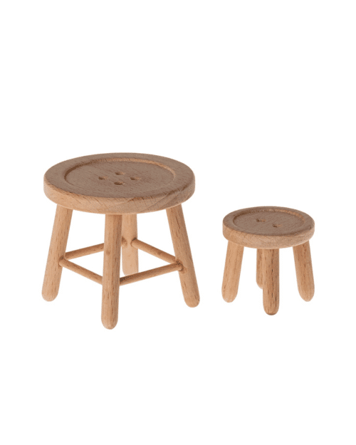 Maileg Bord och Pall Set – Mouse Furniture Trämöbler för Musfamiljen