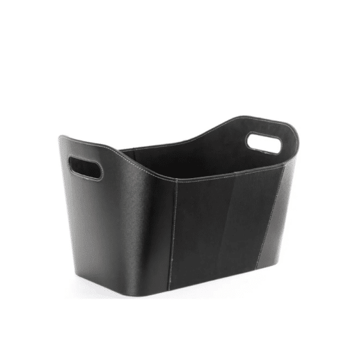 Termatech Vedkorg i imitationsläder med suede – svart, 50×30×30 cm