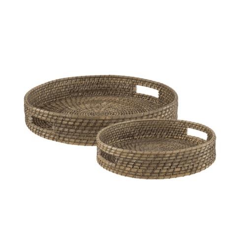 rottingbrickor med handtag. Handflätade rottingbrickor i 2-pack med praktiska handtag