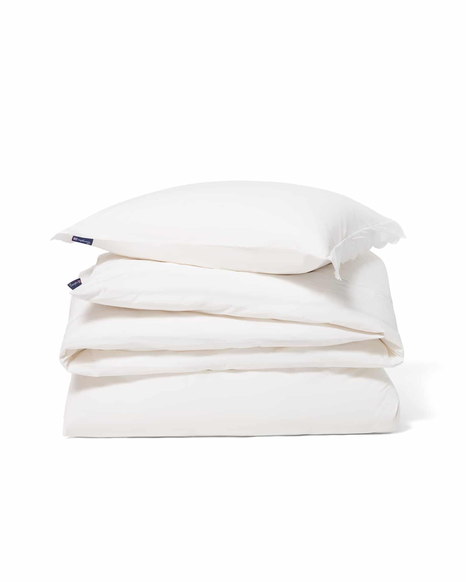 Lexington vitt bäddset i bomullspercal med vågkant