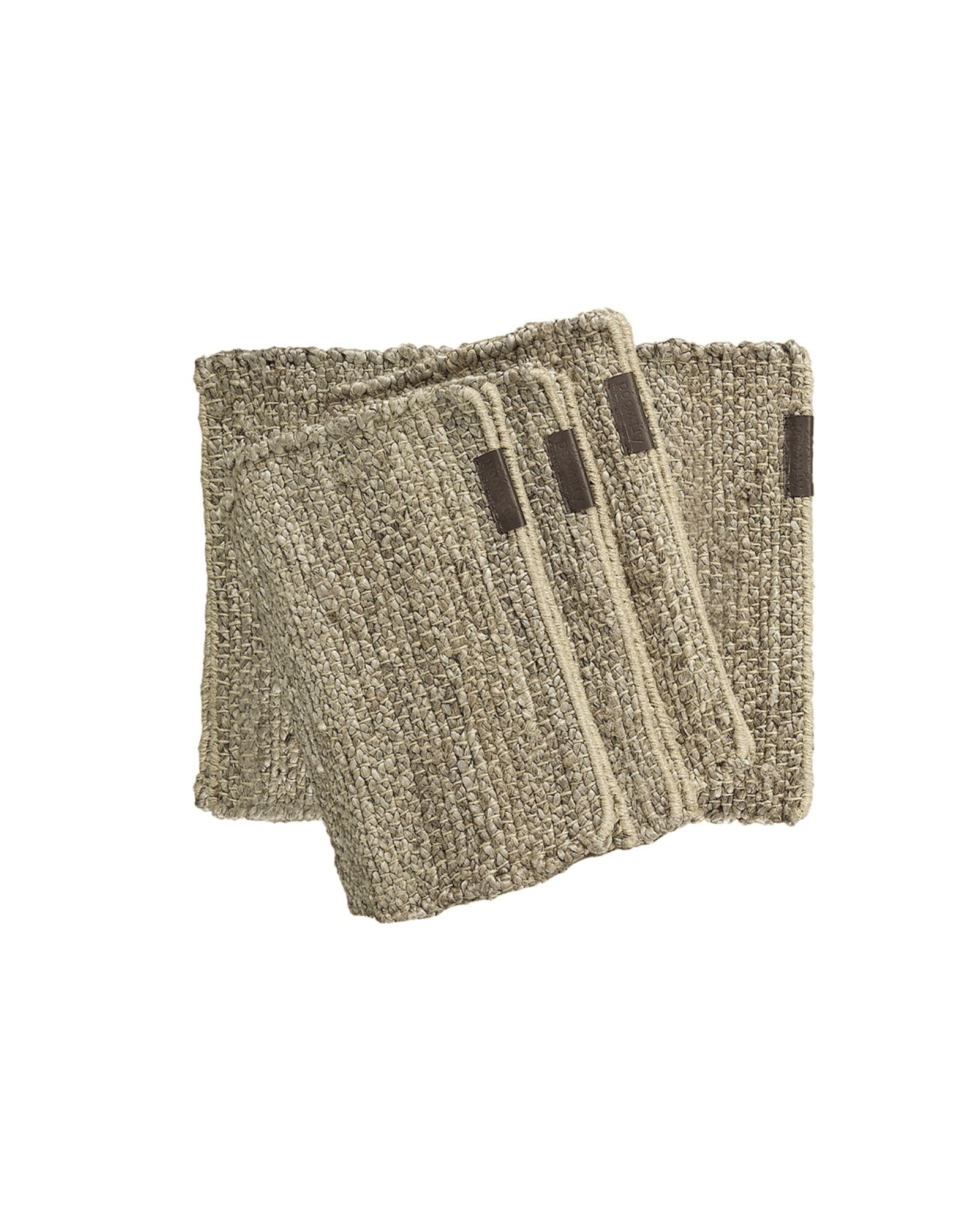 Rektangulära bordstabletter i vävd jute, 4-pack, naturfärg, för varm och stilfull dukning