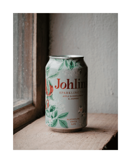 Johlini Sparkling Tea Apple Elderflower & Jasmine alkoholfri bubblig tedryck med äpple, fläder, jasmin och grönt te