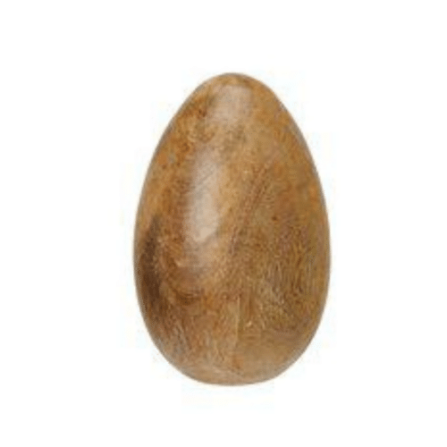 Stående dekorationsägg i naturfärgat trä, 8 × 12 cm, stilren påsk- och året runt-dekoration.