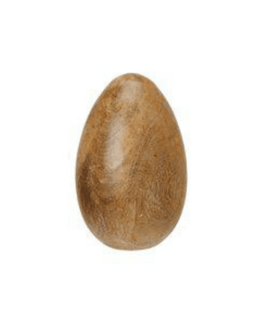 Stående dekorationsägg i naturfärgat trä, 8 × 12 cm, stilren påsk- och året runt-dekoration.
