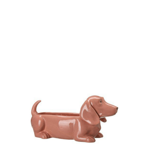 Jacky Hund Plantering Persikorosa – Dekorativ Hundkruka i Dolomit, 40x15x17 cm