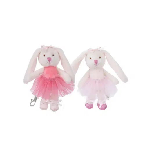 Bukowski Dansande Jayleen väskberlock och nyckelring i mjuk plysch, finns i rosa eller lila och säljs separat.