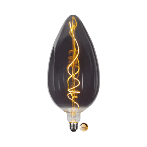 Dekorativ LED-lampa med rökfärgat glas, varmvit ljusfärg 2200K och E27-sockel