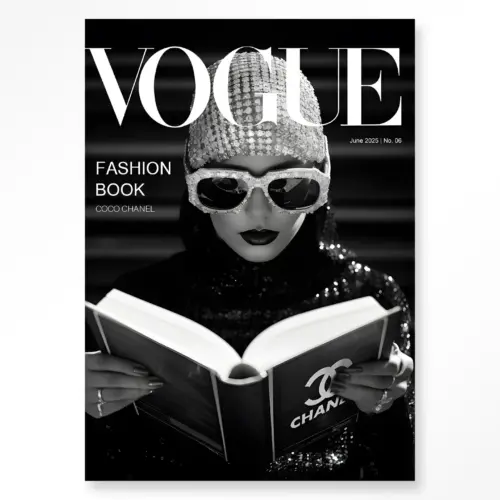 Tavla Fashion Book Black Glas 100x150 cm