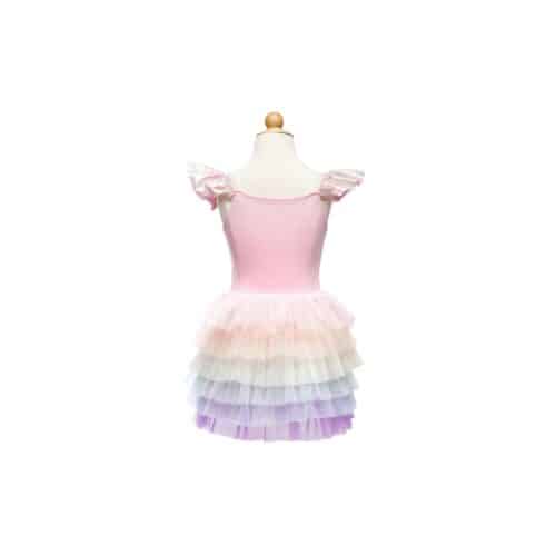 Regnbågsfärgad volangklänning med tutu, rosa/flerfärgad