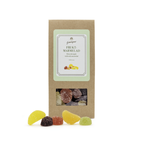 Sockerbageriet Fruktmarmelad . Mjuk marmelad 100 g – fem fruktsmaker: päron, citron, jordgubb, apelsin och svart vinbär