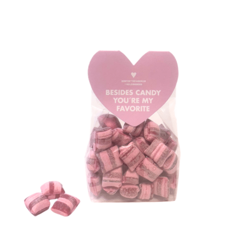 Sockerbageriet Hallon Karamell . Karameller med smak av ros och hallon i elegant förpackning – söt present från Sverige