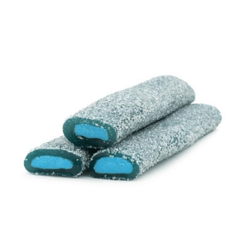 Sockerbageriet Sur Blåbärstång . Blåbärsgodisstång – söt och fruktig godisstång med mjuk konsistens