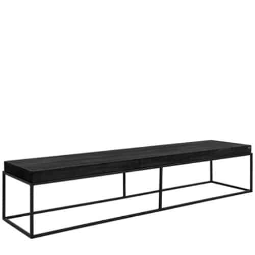 Artwood CARLISLE mediabänk i massiv ek matt svart 180x45cm