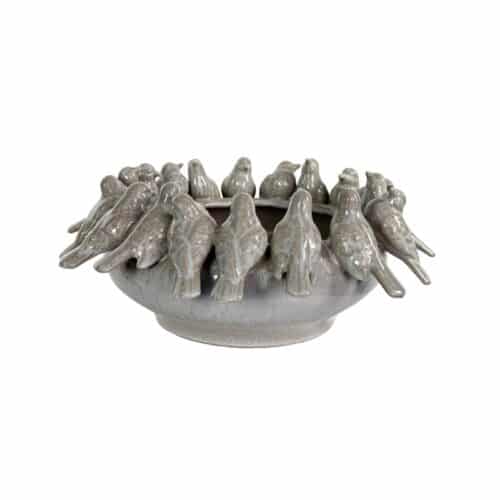 Keramikpruka med fåglar sandfärgad