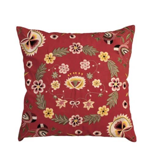 Kuddfodral Dalglans röd 45x45 med broderi