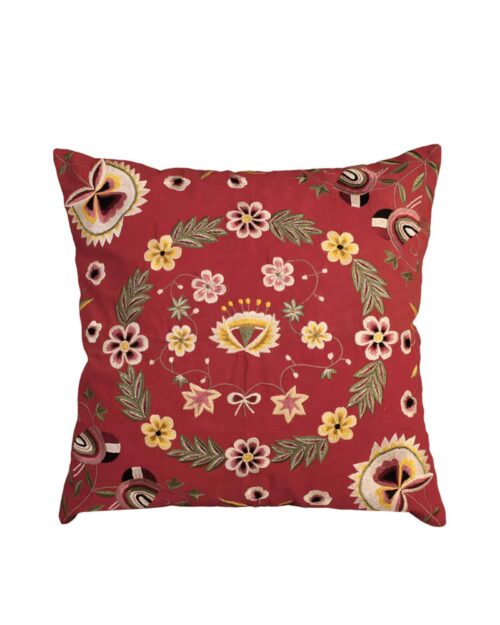 Kuddfodral Dalglans röd 45x45 med broderi