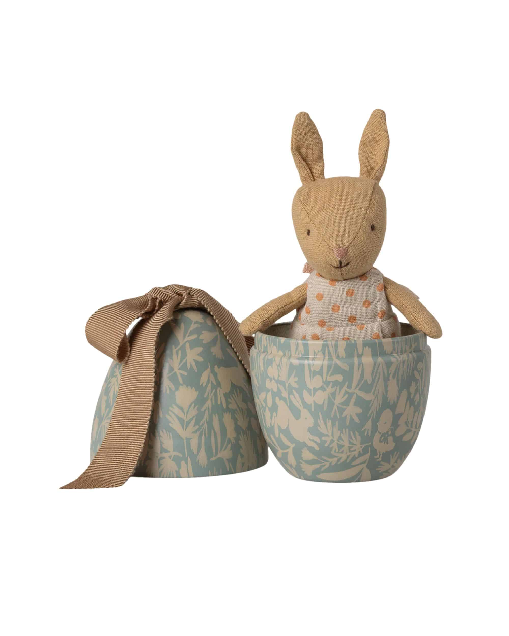 Maileg Påskägg med kanin Liten Dusty Blue