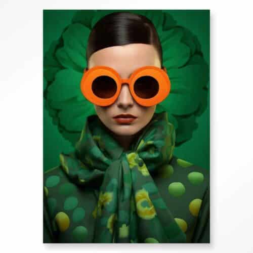 Tavla Green Flower Glas 60x90 cm