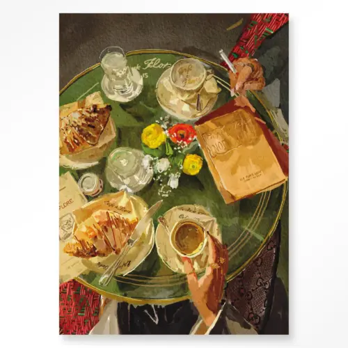 Tavla Croissants At Cafe de Flore 80x110cm