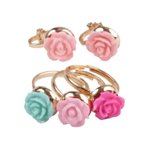 Boutique Rose Ring & Örhängen Set (4 delar)