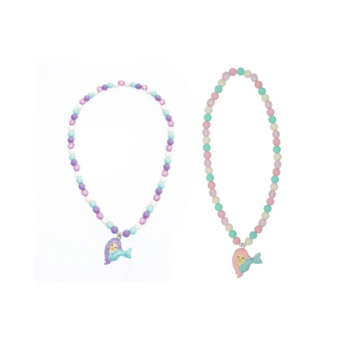 Matt sjöjungfruhalsband med tjocka pärlor och sjöjungfruhänge i två färger