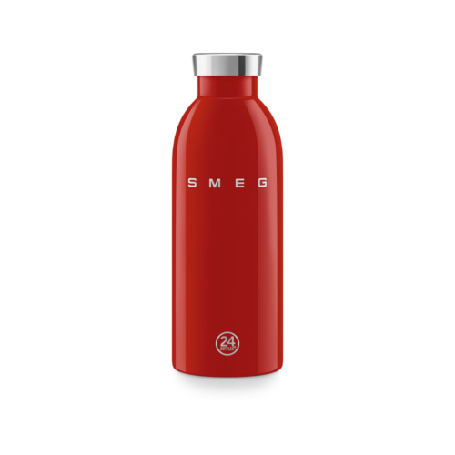 Röd Clima termosflaska 500 ml med högblank finish och dubbelväggad konstruktion från Smeg x 24Bottles