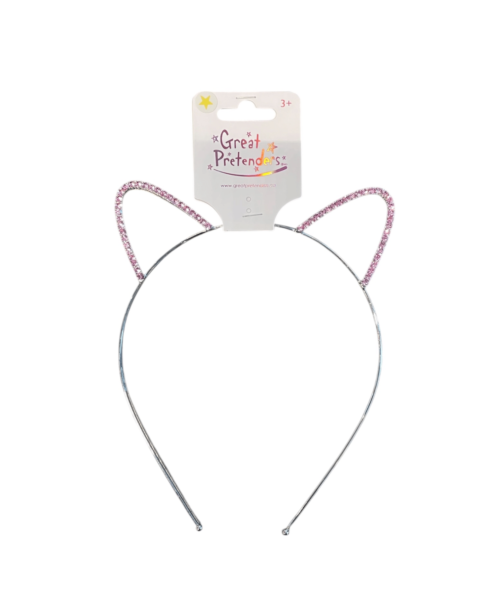 Diadem med kattöron dekorerat med glittrande rosa stenar