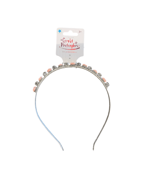 Diadem med rosa rosor och glittrande stenar i romantisk design