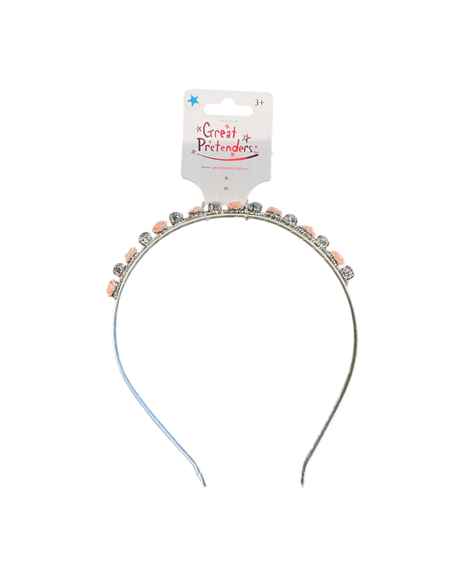 Diadem med rosa rosor och glittrande stenar i romantisk design