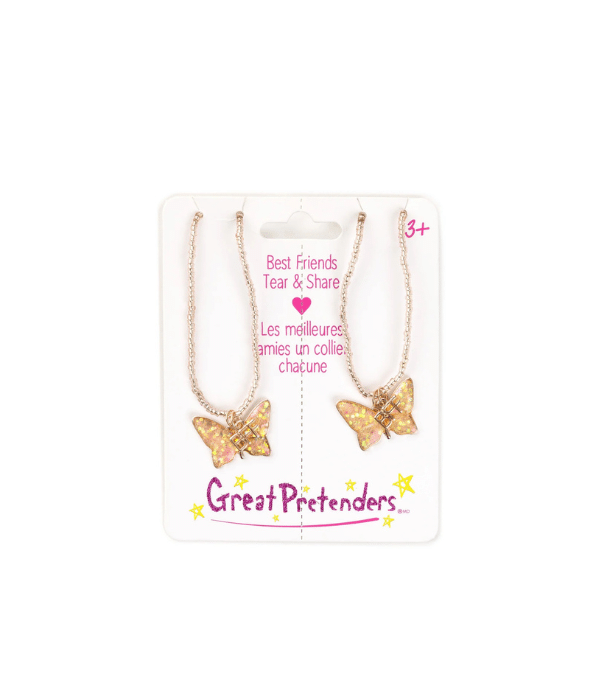 Barn BFF Fjärilshalsband Set 2 Pack – Pink Butterfly Share & Tear - Bild 2