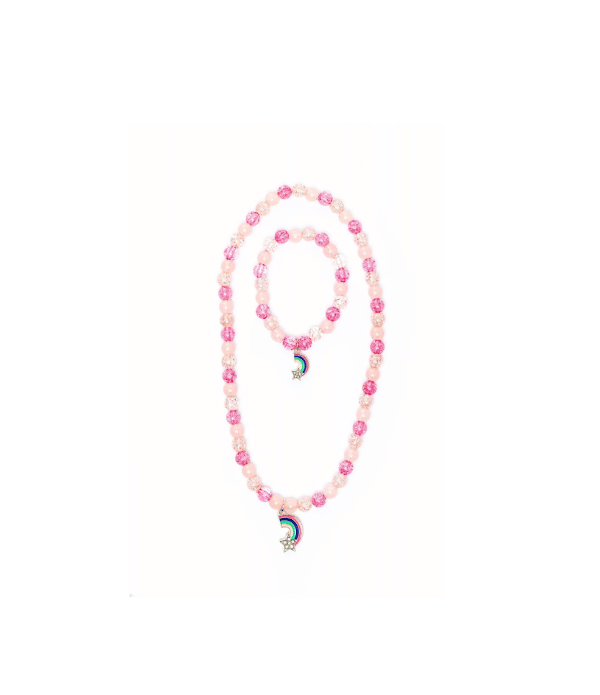 Barn Lila Regnbågshalsband och Armband Set 2 Pack – Purple Rainbow - Bild 3