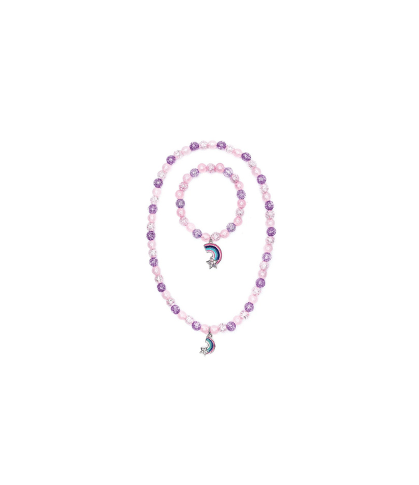 Barn Lila Regnbågshalsband och Armband Set 2 Pack – Purple Rainbow - Bild 2