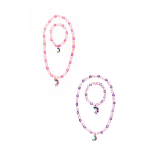Barn Lila Regnbågshalsband och Armband Set 2 Pack – Purple Rainbow