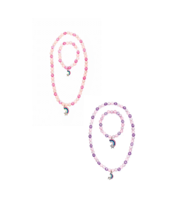 Barn Lila Regnbågshalsband och Armband Set 2 Pack – Purple Rainbow