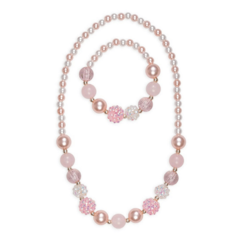 Barn Rosa Pärlhalsband och Armband Set 2 Pack – Zoom Pearly Pink
