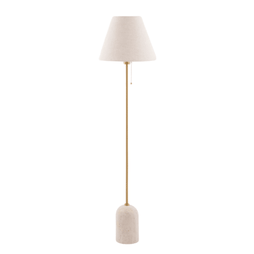 Globen Lighting Gino Golvlampa Beige Travertin – Linneskärm