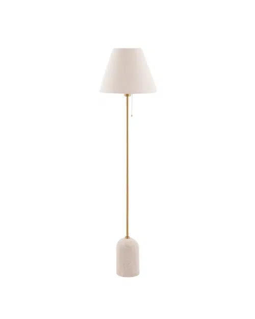 Gino Golvlampa Beige Travertin – Linneskärm