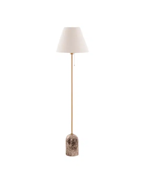 Gino Golvlampa Brun Marmor – Beige Linneskärm