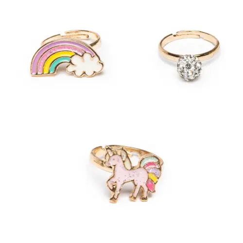 Boutique Unicorn Rainbow Ringset (3 delar) – Barn