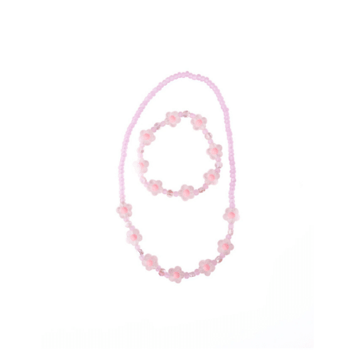 Pink Crystal Blooms Halsband & Armband Set – 2 delar