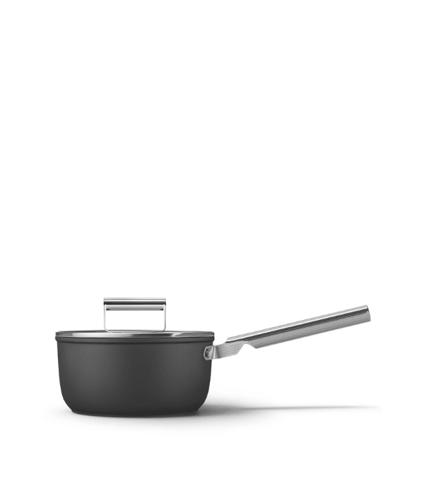 Smeg Keramisk Kastrull 20 cm Non-Stick Svart – 50’s Style med Glaslock