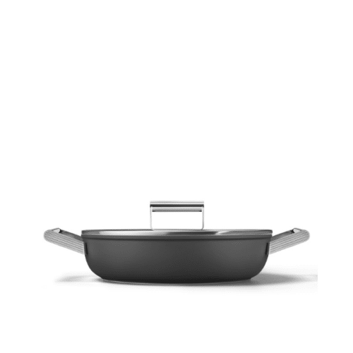 Smeg Keramisk Traktörpanna 28 cm Non-Stick Svart – 50’s Style med Glaslock