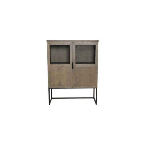 ZION Lågt vitrin i grå oljad ekfaner