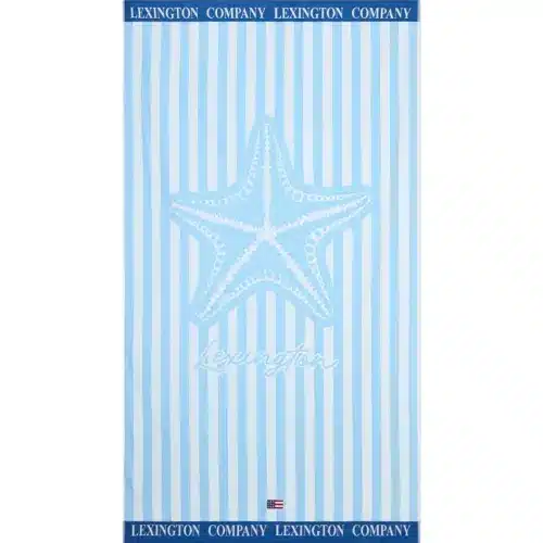 Lexington Sommar strandhandduk i bomullsvelour – 100 % bomull - Lexington, Blå, Vit