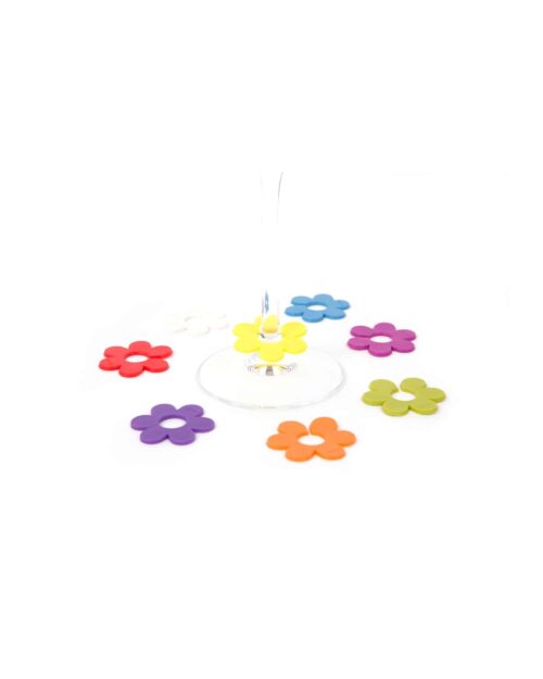 Glasmarkörer Daisy – Silikon 8-pack